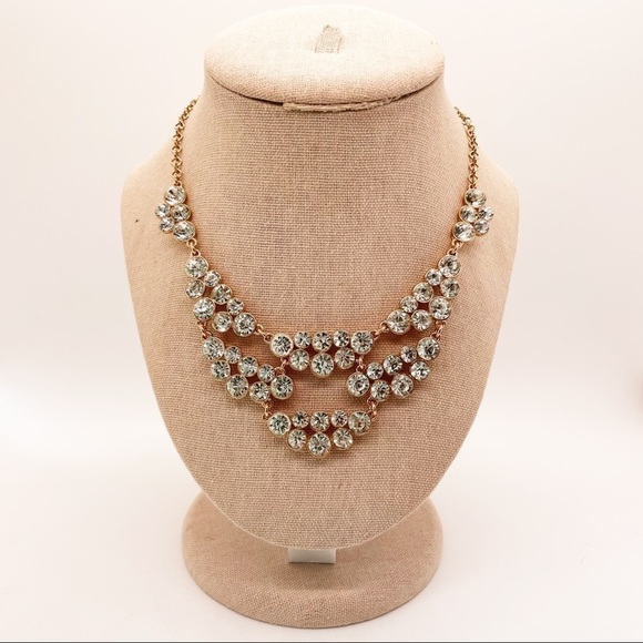 Charter Club Gold Tone Rhinestone Cluster Necklace - Picture 1 of 5